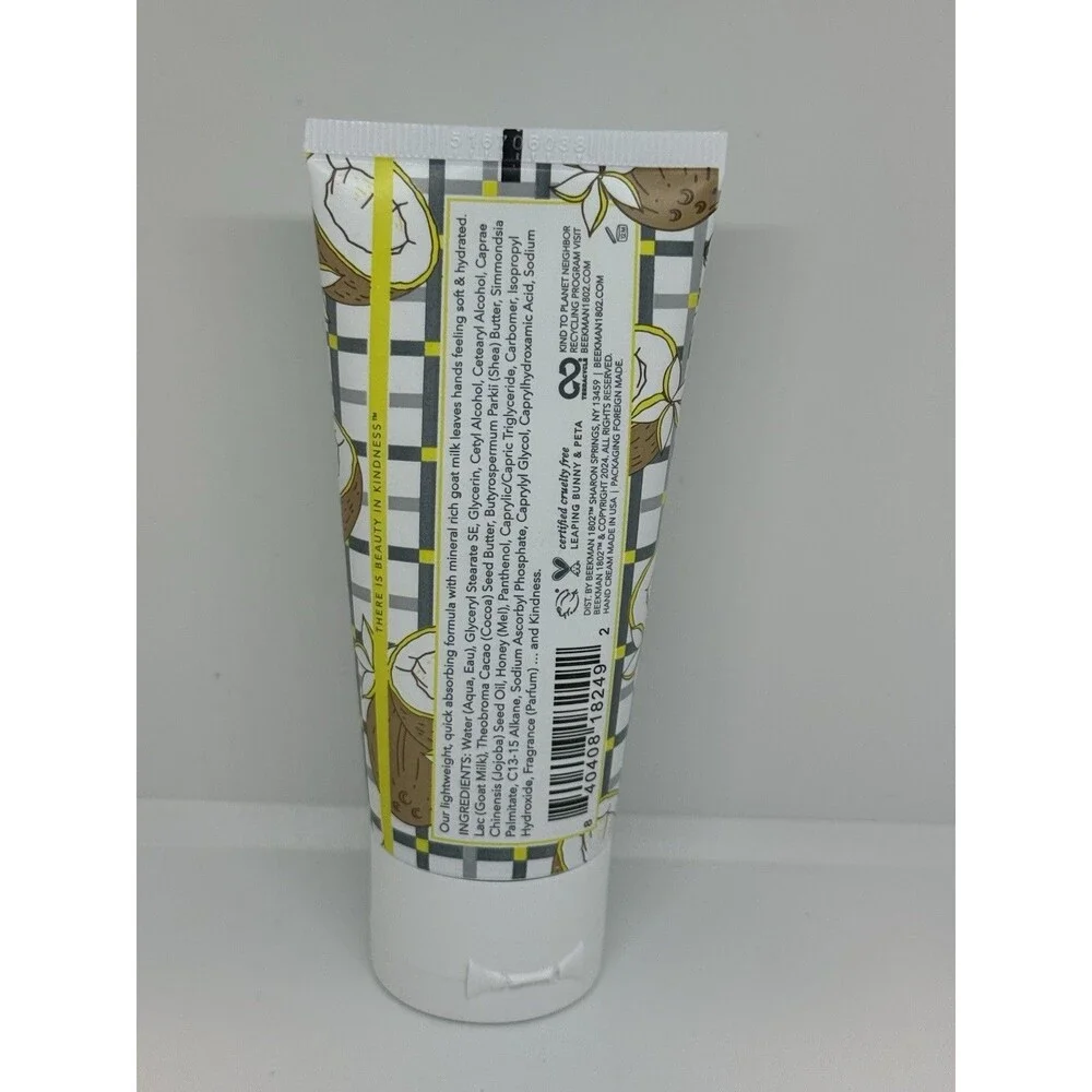 Beekman 1802 Goat Milk Hand Cream Coconut 2oz 59mL Moisturizing New Sealed - Picture 2 of 5